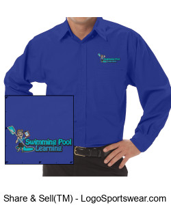Swimming Pool Learning Logo on Men's Dress Shirt Royal Blue Design Zoom